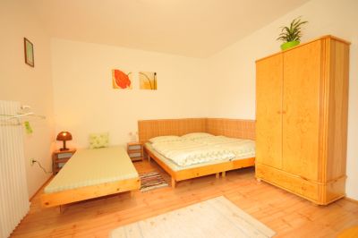 Greenzimmer mit Ausgang auf die Terrasse – 3 Betten